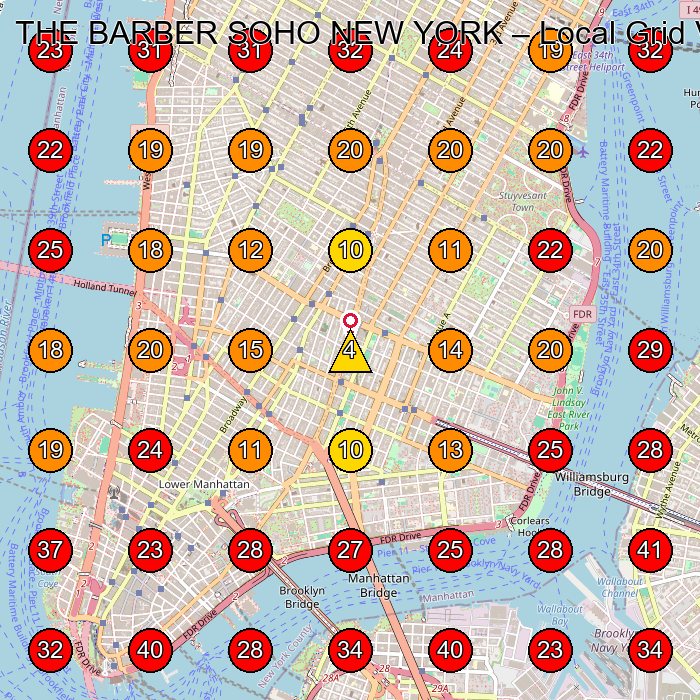THE BARBER SOHO NEW YORK GeoGrid visibility map for Barber Shop in New York